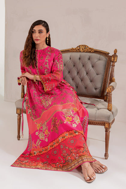 Maria B Pakistani Eid Dress In Raw Silk Kameez Trouser Style Nameera By Farooq 6274