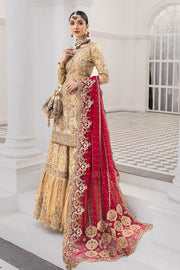 Latest Pakistani Gold Wedding Dress in Gharara Style