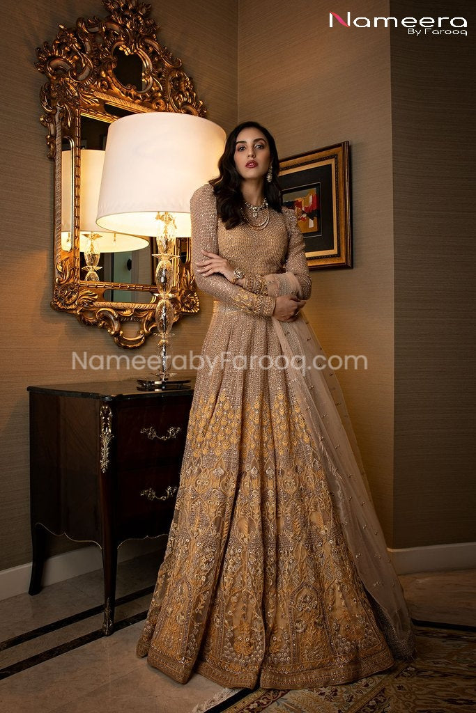 Latest Pakistani Lehenga Choli Design for Party Online Nameera by Farooq