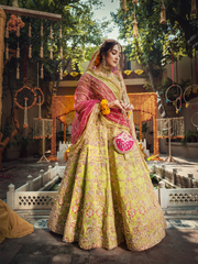 Latest Pakistani Light Green Lehenga Choli Bridal Dress