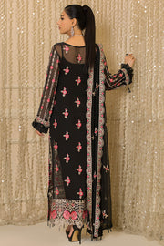 Latest Pakistani Party Dress in Embroidered Chiffon Kameez and Raw Silk Trousers Style for Eid