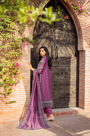 Latest Pakistani Purple Dress in Gown Trouser Style for Eid