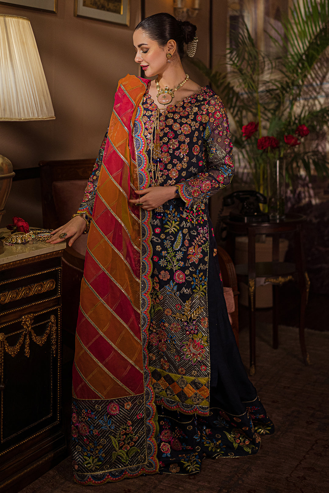 Pakistani Wedding Sharara Kameez and Dupatta Dress – Nameera by Farooq