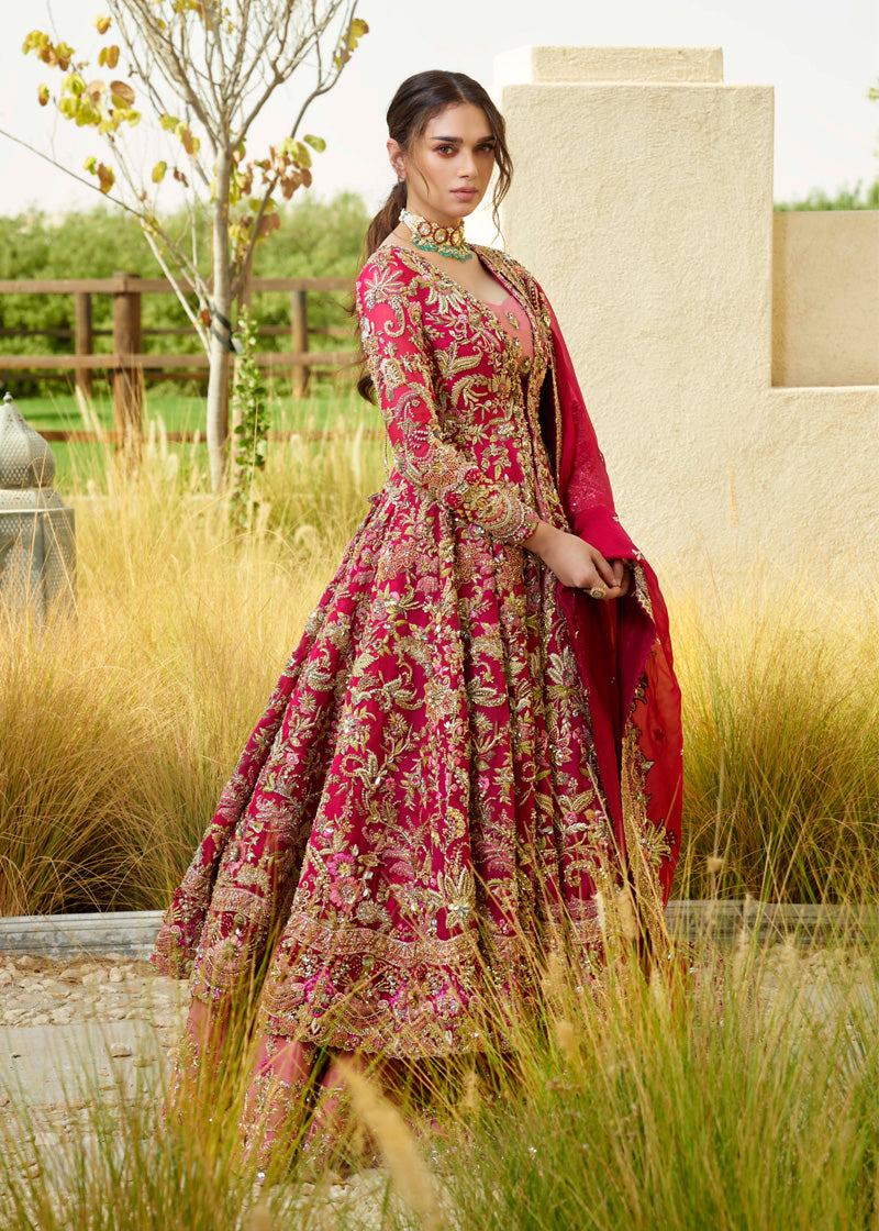 Traditional Pishwas Frock Lehenga Pakistani Bridal Dress Nameera By Farooq 8712