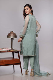 Latest Sea Green Kameez Trouser Dupatta Pakistani Party Dress