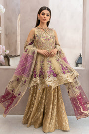 Latest Traditional Embroidered Pakistani Party Dress in Peplum Frock and Gharara Style for Eid