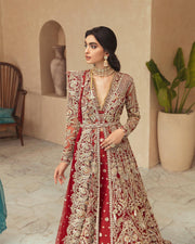 Latest Traditional Lehenga Gown Red Bridal Dress Pakistani