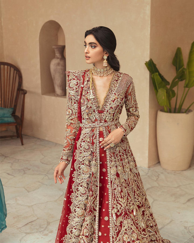 Buy Traditional Lehenga Gown Red Bridal Dress Pakistani – Nameera by Farooq