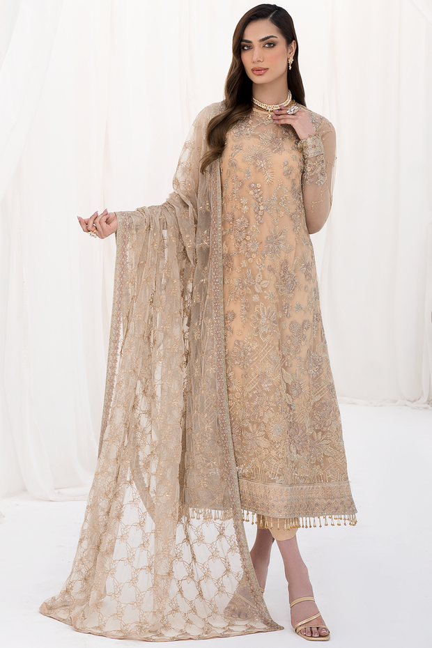 Latest Traditional Pakistani Long Kameez with Trousers Wedding Dress