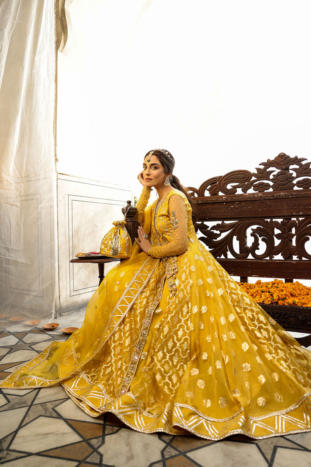 Mehndi yellow dress sale