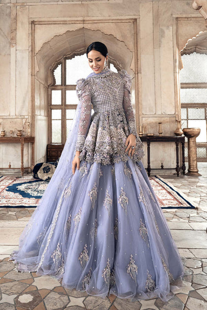 Lavender Lehenga Peplum for Pakistani Bridal Wear – Nameera by Farooq