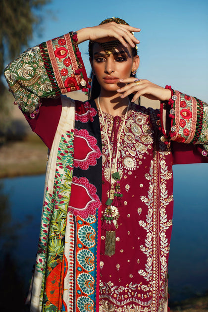 Embellished Lawn Kameez with Capri Pakistani Eid Dresses – Nameera by ...