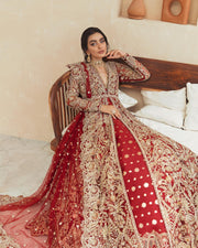 Lehenga Gown Red Bridal Dress Pakistani