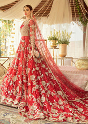  Long Trail Frock for Wedding in Red Color