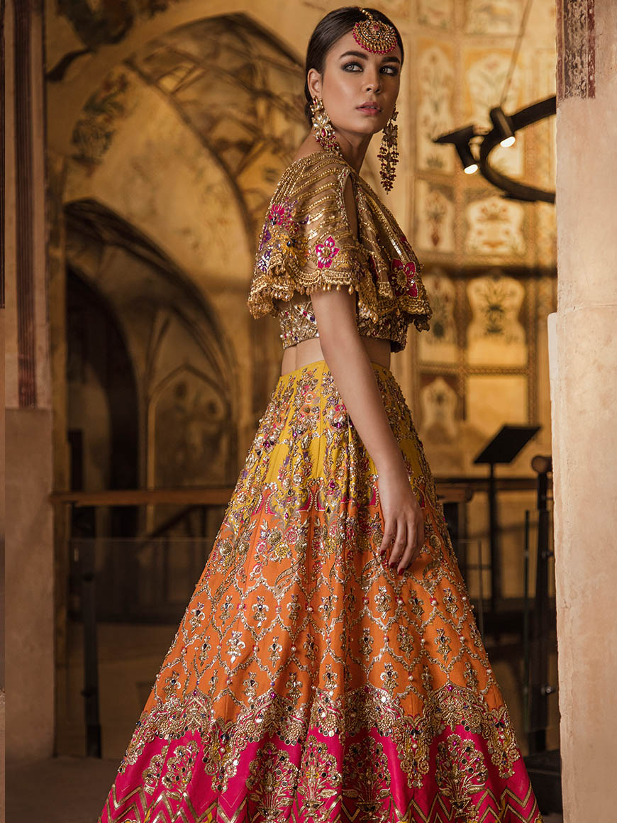 Buy Luxury Mehndi Lehnga Choli for Wedding Online – Nameera by Farooq