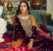 Maroon Plum Salwar Kameez Pakistani Wedding Dress