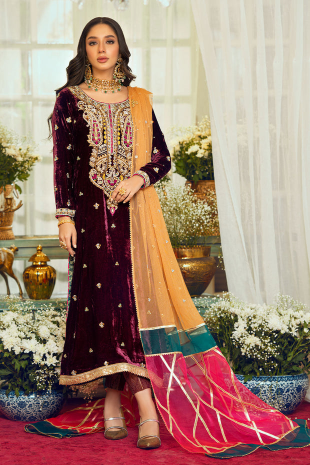 Maroon Plum Salwar Kameez Pakistani Wedding Dresses