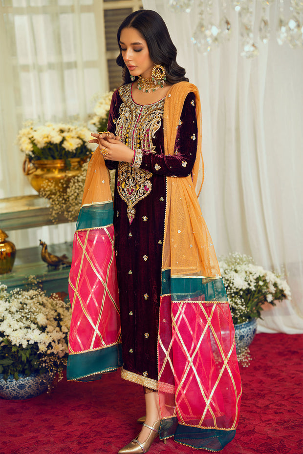 Maroon Plum Salwar Kameez Pakistani