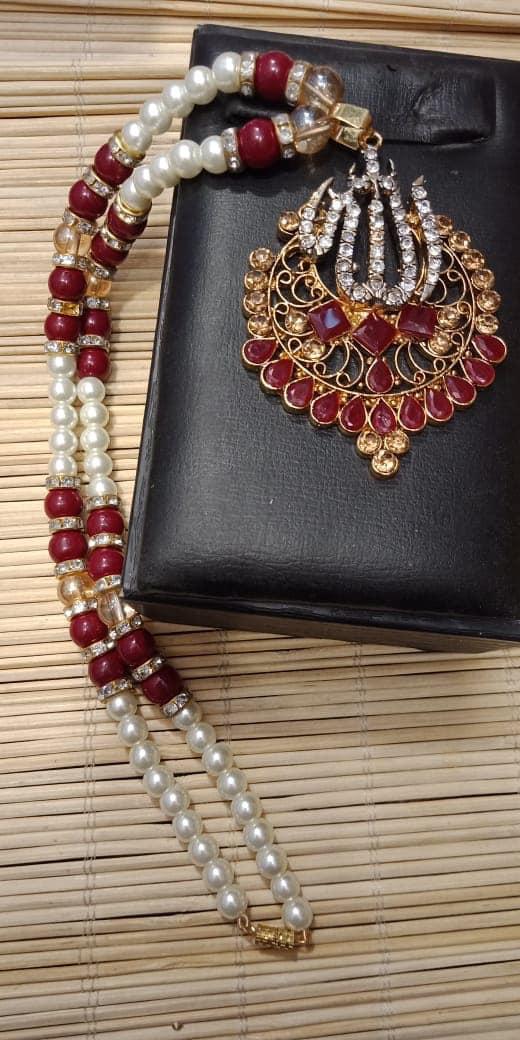 Maroon Stones Mala Necklace