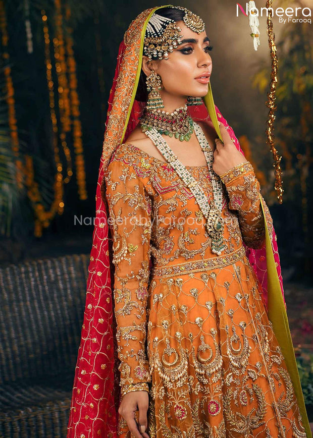 Front Open Pishwas Frock Lehenga Pakistani Bridal Dress | Pakistani bridal  dresses, Party wear dresses, Pakistani bridal