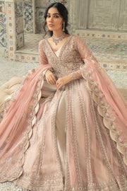 Net Pink Pakistani Bridal Pishwas with Lehenga Dress