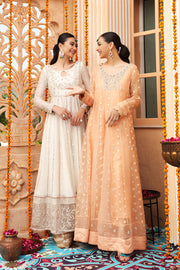 Net White and Gold Dress Pakistani in Pishwas Style