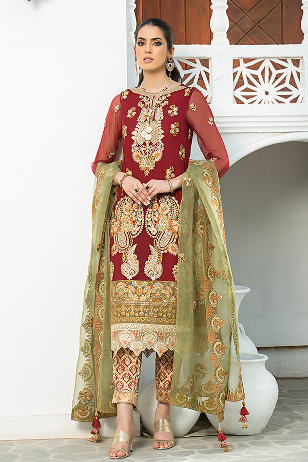 Classical Maroon Heavily Embellished Pakistani Kameez Salwar Suit ...