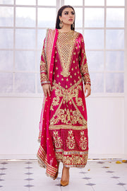 New Fuchsia Pink Hand Embellished Elegant Pakistani Wedding Dress