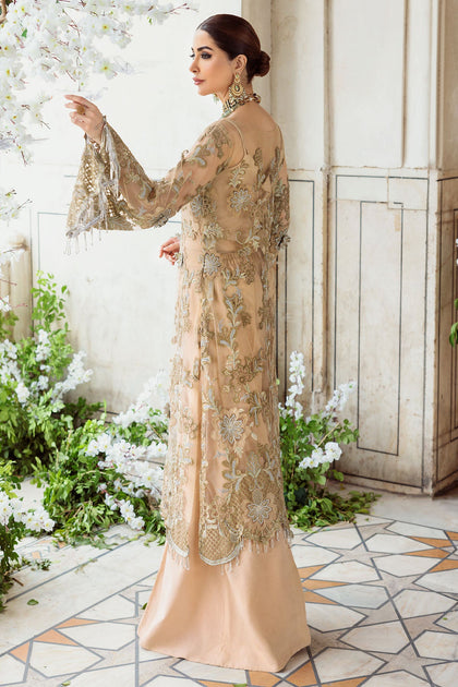 Buy Gold Embroidered Shirt Sharara Pakistani Eid Dress – Nameera by Farooq