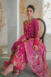 New Pakistani Pink Embroidered Long Kameez With Trousers