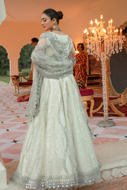 New Pakistani Wedding Dress in Embroidered Pishwas Style With Dupatta