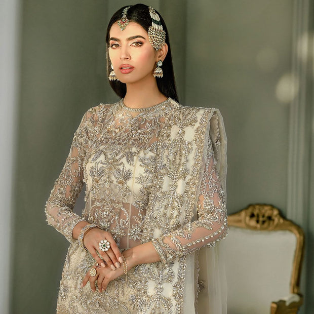 White Nikkah Sharara Shirt Pakistani Wedding Dresses – Nameera by Farooq