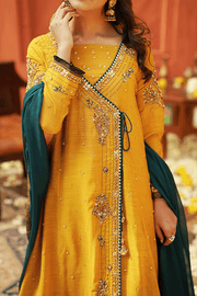 Pakistani Angrakha Style Frock in Ochre Yellow 2022