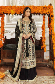 Pakistani Black Dress in Kameez Trouser Dupatta Style