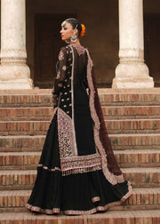 Pakistani Black Dress in Sharara Kameez Dupatta Style Online