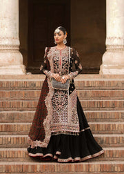 Pakistani Black Dress in Wedding Sharara Kameez Dupatta Style