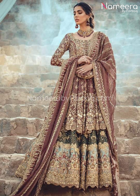 Embroidered Frock and Lehenga Pakistani Bridal Dress Online – Nameera ...