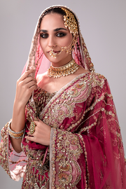 Pakistani Bridal Dress in Embellished Wedding Lehenga Choli and Dupatta Style in Net Fabric Online