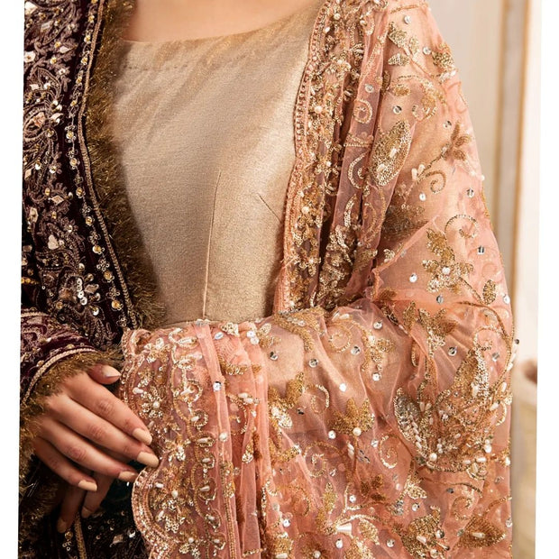 Pakistani Bridal Frock with Lehenga and Dupatta