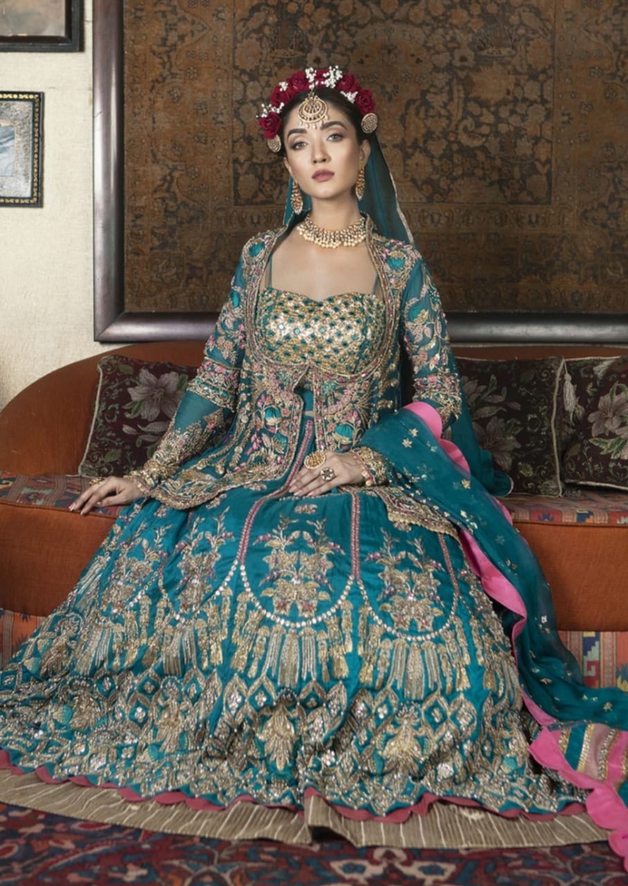 Pakistani Bridal Gown with Lehnga Online Shopping – Nameera by Farooq