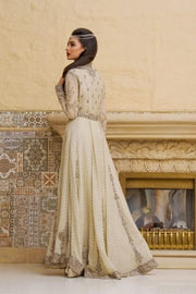 Pakistani Bridal Maxi in White Off White Color Backside Look