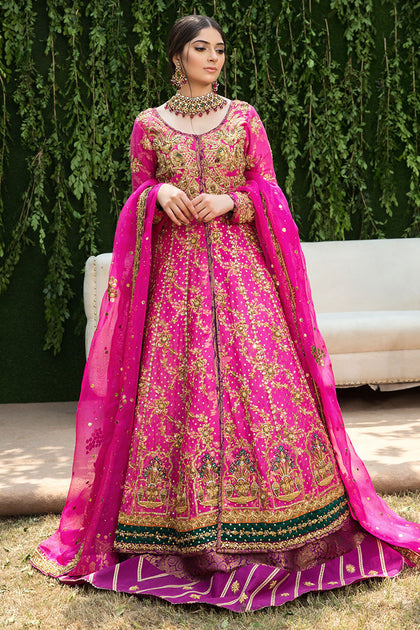 Pakistani Bridal Walima Frock In Pink Color Nameera By Farooq 2965