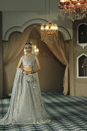 Pakistani Bridal Wear Lehenga Choli in Ice Grey
