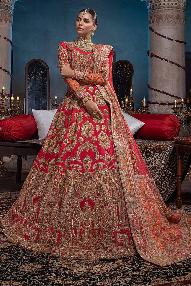 Pakistani Bridal Wine Red Lehenga Choli