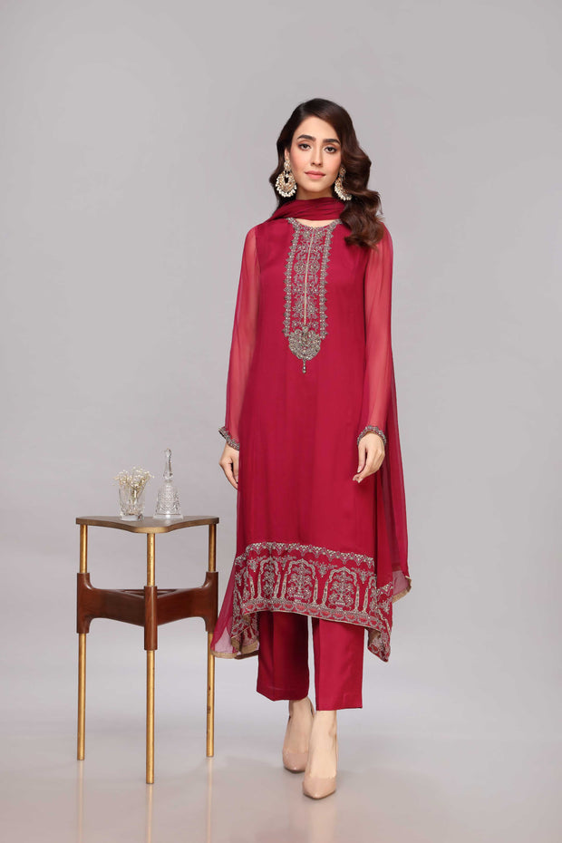 Buy Pakistani Chiffon Dress in Kameez Trouser Dupatta Style – Nameera ...