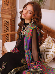 Pakistani Chiffon Salwar Kameez in Black for Eid