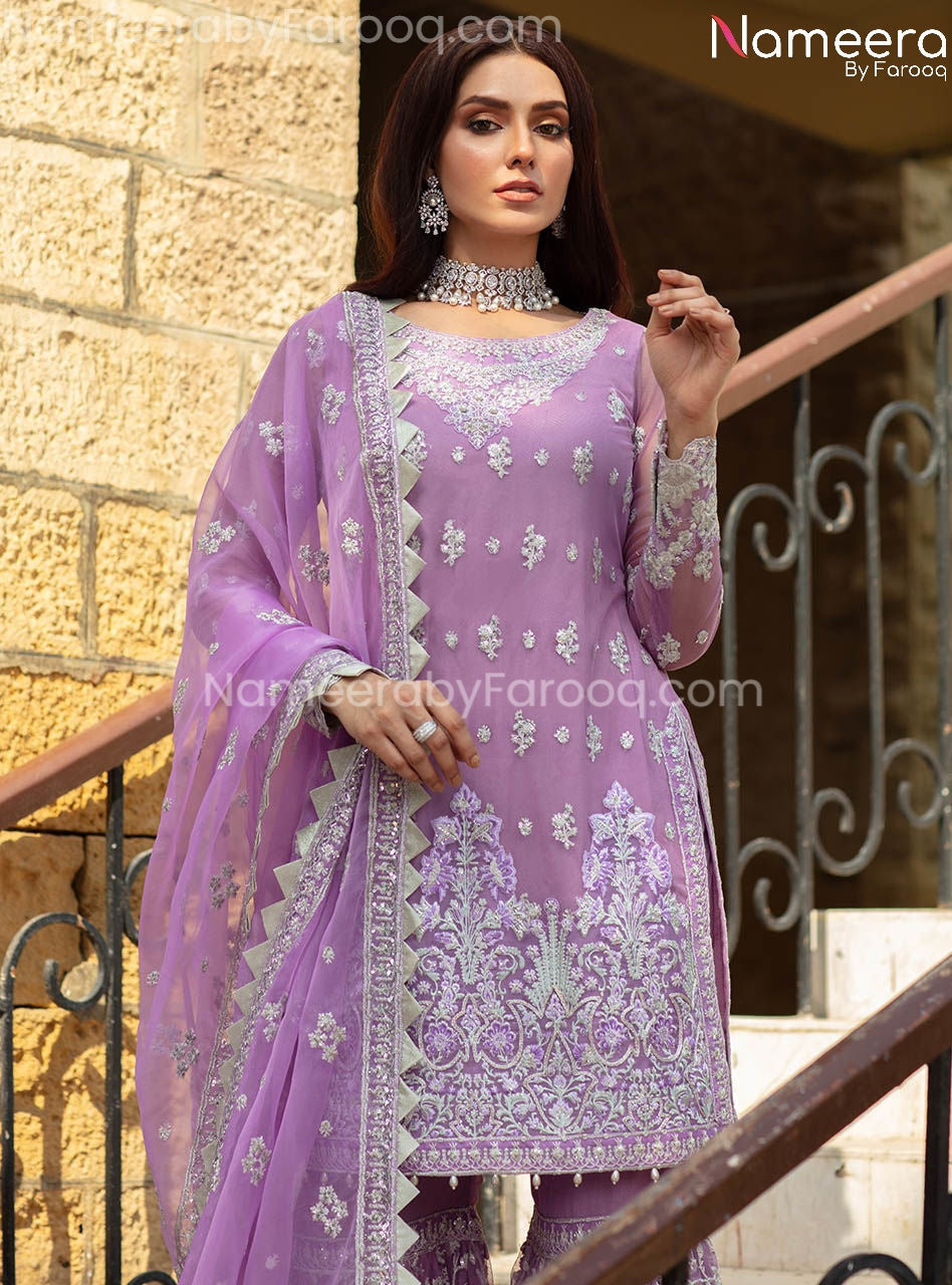 Latest Gown Dress Pakistani In Lavender Color Online 2021 – Nameera by ...