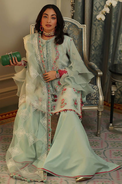 Heavily Embroidered Palazzo Kameez Pakistani Eid Dress on Lawn ...