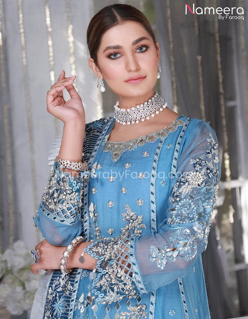 Long Kameez Sharara Pakistani Embroidery Dresses Online 2021 – Nameera ...