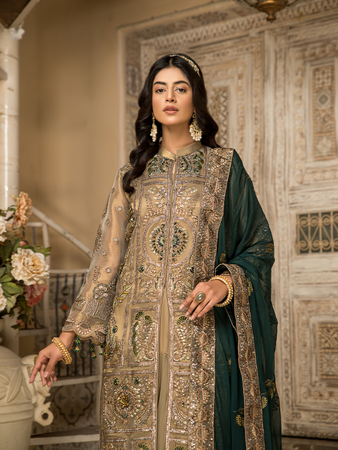 Shop Pakistani Embroidered Gown Sharara Wedding Dress – Nameera by Farooq